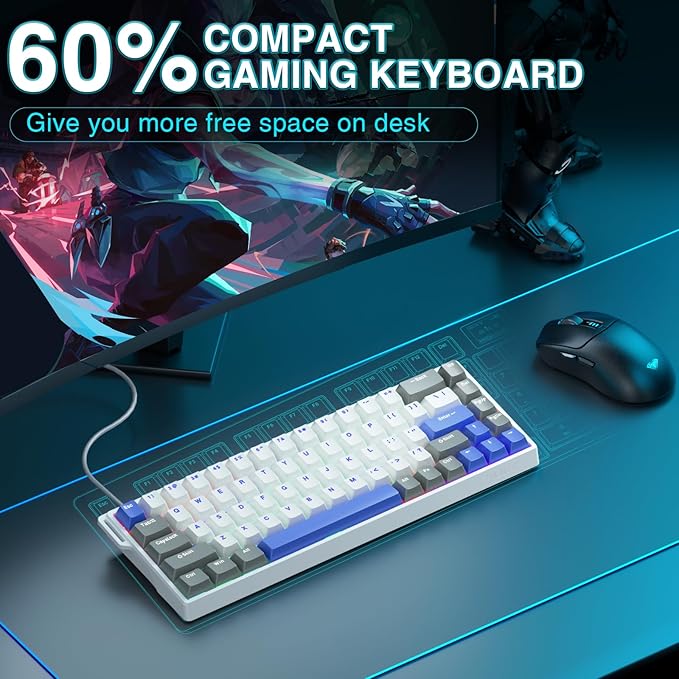 AULA WIN68 HE MAX - Hall Effect Gaming Keyboard with Magnetic Switch, Adjustable Actuation Fast Trigger Mode, 8KHz Polling Rate, RGB Backlit Wired Mechanical Gaming Keyboard 60 Percent Compact Design