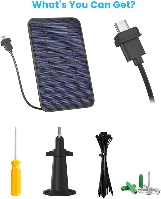 5W Solar Panel Charger Compatible with Blink Outdoor/Outdoor(3rd Gen)/XT XT2 Camera, Solar Panel for Blink Camera, 13.1ft Charging Cable & Rubber Plug, IP65 Weatherproof with Secure Wall Mount, 2 Pack