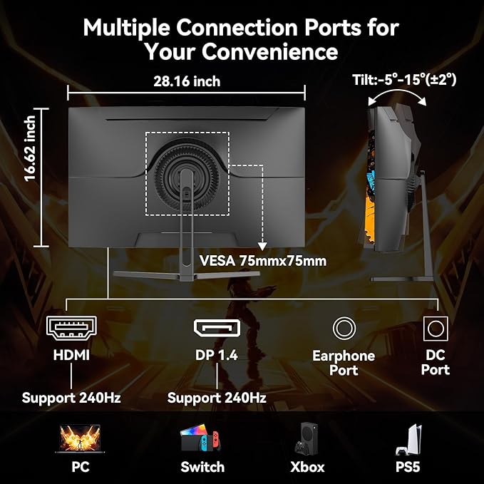 SANSUI 32 Inch Curved 240Hz Gaming Monitor High Refresh Rate, FHD 1080P Gaming PC Monitor HDMI DP1.4, Curved 1500R, 1Ms MPRT, HDR,Metal Stand,VESA Compatible(DP Cable Incl.)