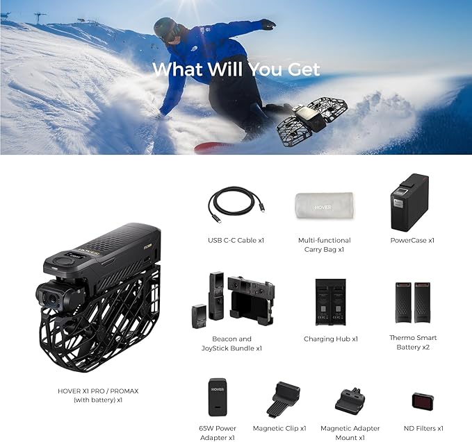 X1 PRO 4K Action Flying Camera, Foldable Drone with Camera with 42 KM/H Follow Speed, 10+ Fully Automatic Flight Modes, Fly Anywhere with OmniTerrain, SmoothCapture 2.0(Skiing Combo)