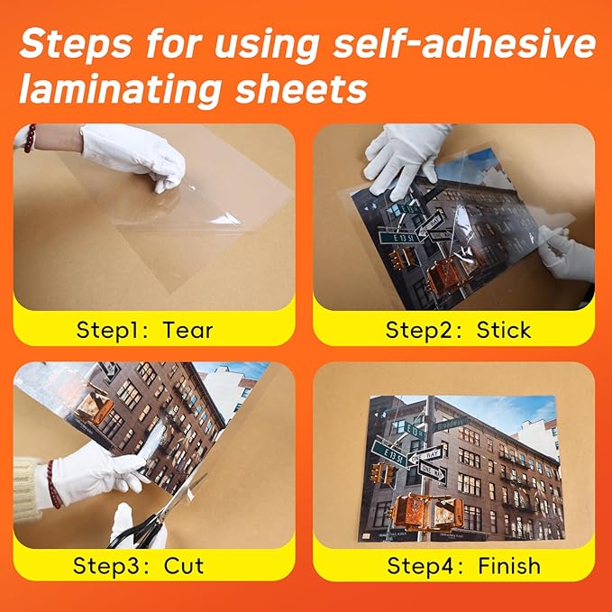 100 PCS Self Adhesive Laminating Sheets,8.7 x 12.2 Clear Laminating Sheets No Machine Needed,Self Sealing Laminating Sheets Suitable for 8.5 x 11 Inches Letter Size