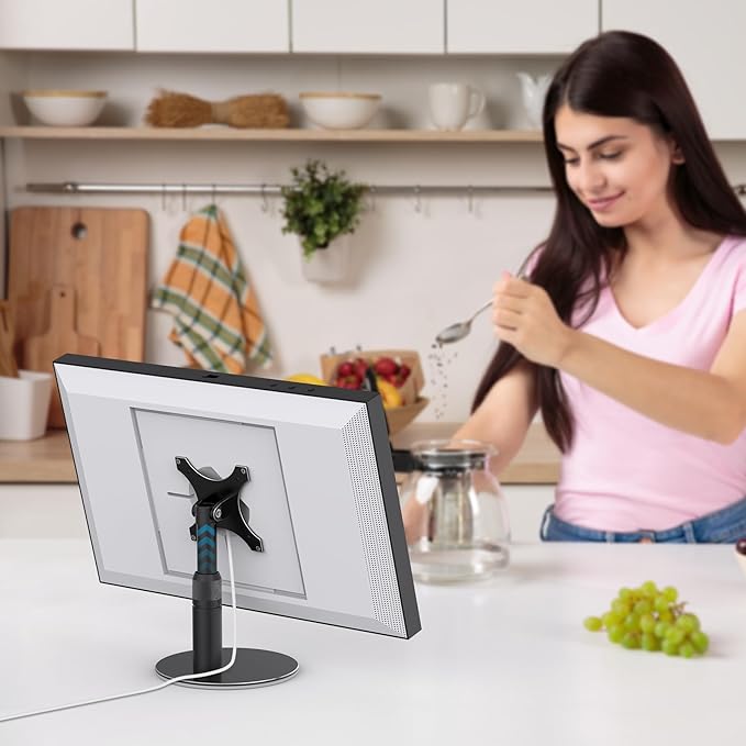 Almoz Riser Stand for Echo Show 21, Show 15 (All Generations), Adjustable Height with Swivel and Tilt, Aluminum Holder Stand for Show 21, Sturdy Non-Slip Base, Easy Screw Assembly (Riser-Black)