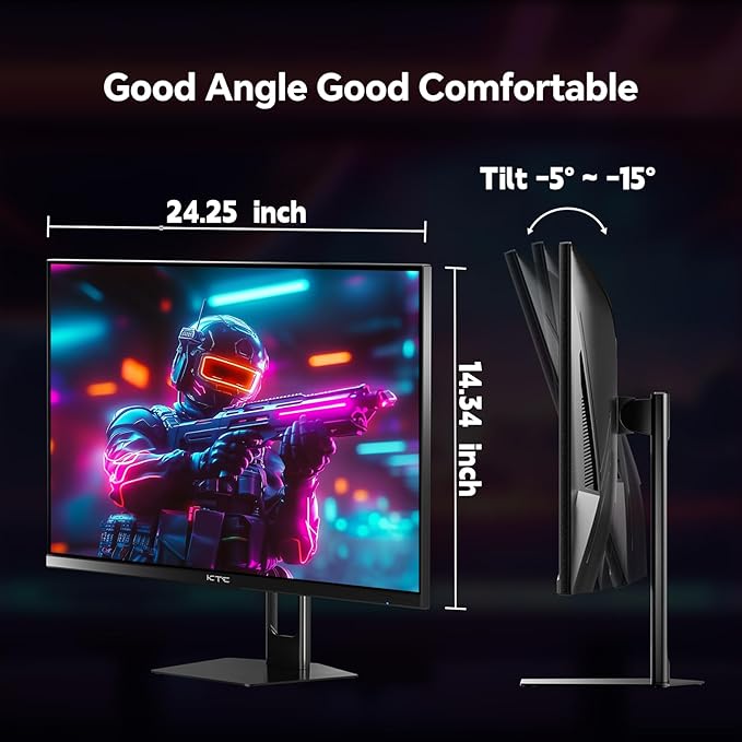 KTC 27 Inch Gaming Monitor 180Hz, Full HD 1920x1080 Fast IPS Computer Monitor, DP 1.4 & HDMI 2.1 Ports 1Ms FreeSync Frameless PC Gamer Monitor, HDR, VESA Mount, H27F22