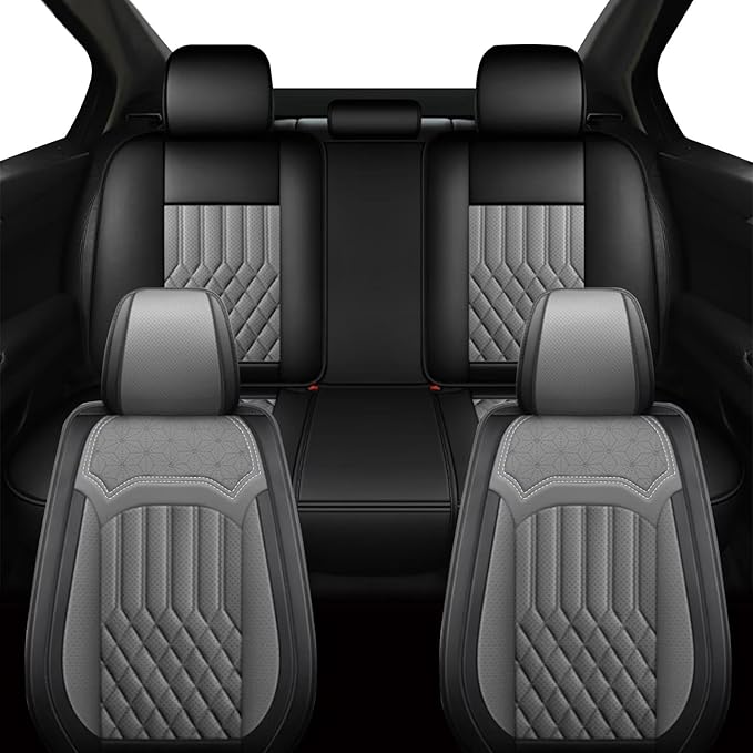 TTX Car Seat Covers Full Set Fit for Kia Sportage 2009-2026 Breathable Leather Seat Protector with Airbag Compatible Automotive 5 Seat Cushions Cover with Beautiful Patterns (Grey)