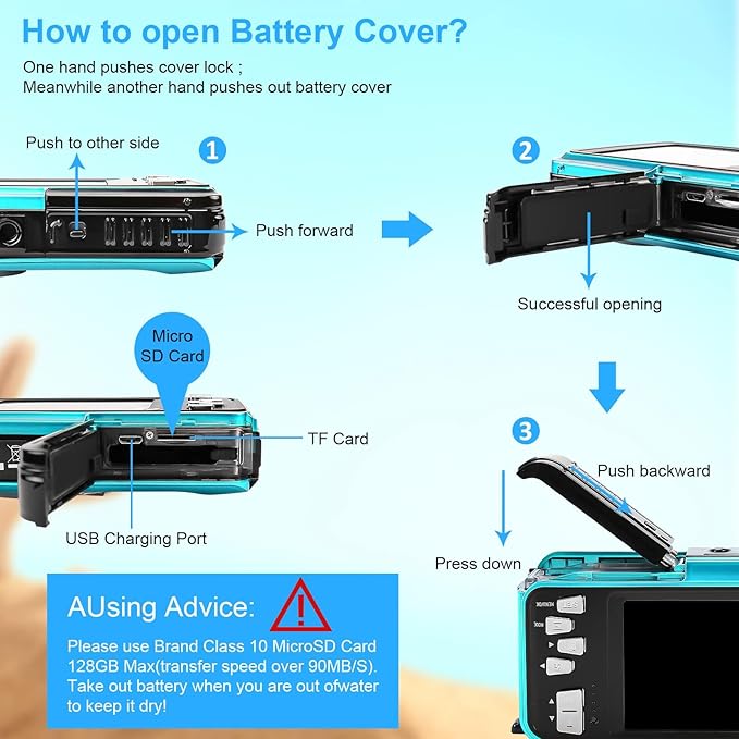 Waterproof Camera 10FT Underwater Camera 30MP 1080P FHD Video Resolution 16X Zoom Waterproof Digital Camera for Snorkeling,Vacation(Green)
