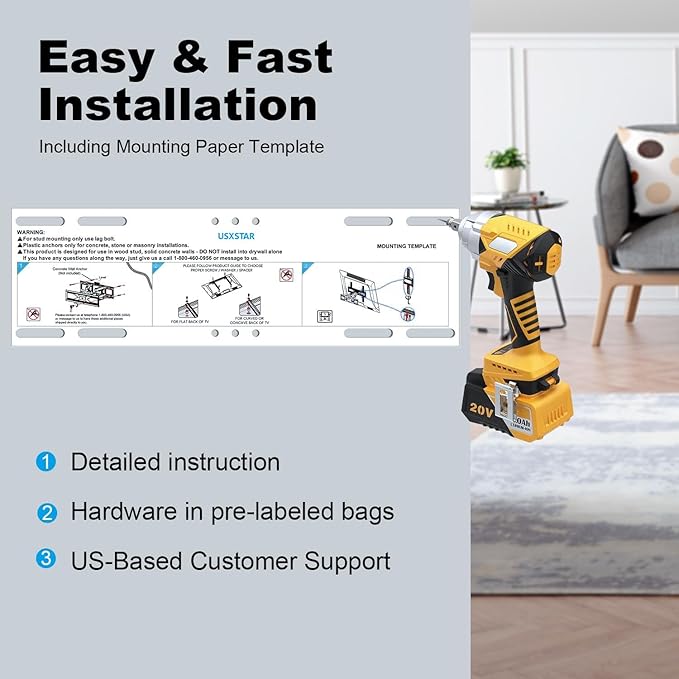 UL Listed Full Motion TV Wall Mount Bracket for Most 32-70 inch TVs, Swivel Extend Tilting TV Mount, Max VESA 400x400mm, Holds up to 99 lbs & 16" Wood Studs with Hole Drilling Template