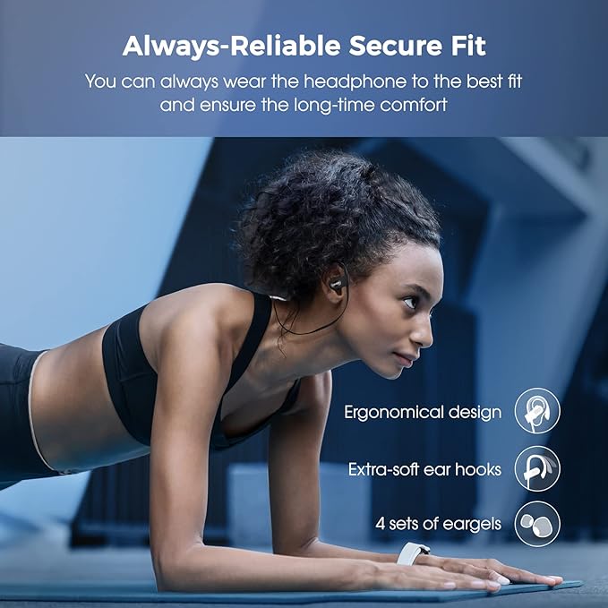 Bluetooth Headphones, Deep Bass Wireless Running Headphones w/16 Hrs Playtime, Bluetooth Earbuds in-Ear w/Earhooks, IPX7 Waterproof Sports Earphones with Microphone for Calls