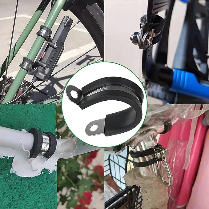 40PCS Cable Clamps 1-3/4 Inch 304 Stainless Steel Cable Clamps Rubber Coated Cushioned Insulated Cable Clamp,Automotive Wire Clamps,Pipe Clamps,Metal Clamp for Tube,Wire Cord Installation(45mm)