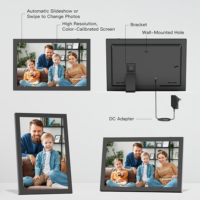 Digital Picture Frame 10.1-inch Digital-Photo-Frame - 32GB Digital Frame, IPS Touch Screen, Auto-Rotate, Slideshow, Load Photo Video from Phone via APP Email, Free Cloud, Birthday Gifts for Women Men