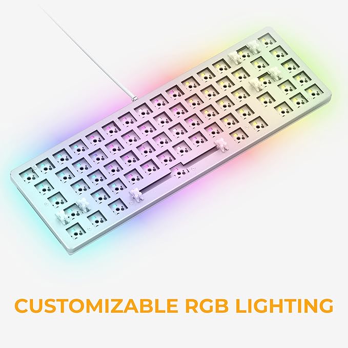 Glorious Gaming GMMK 2 Compact 65% Barebones (Frame Only) - Mechanical Gaming Keyboard Frame, Compact TKL Size (65%), Aluminium, Customisable, Per Key RGB, American QWERTY Layout - White