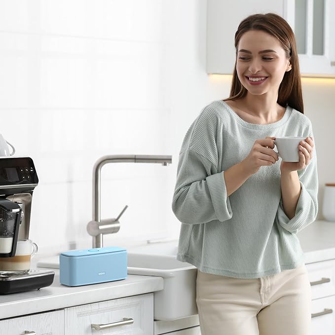 DOSS SoundBox Touch Wireless Bluetooth Speaker with 12W HD Sound and Bass, IPX5 Water-Resistant, 20H Playtime, Handsfree, Portable for Office, Home, Outdoor, Travel- Light Blue