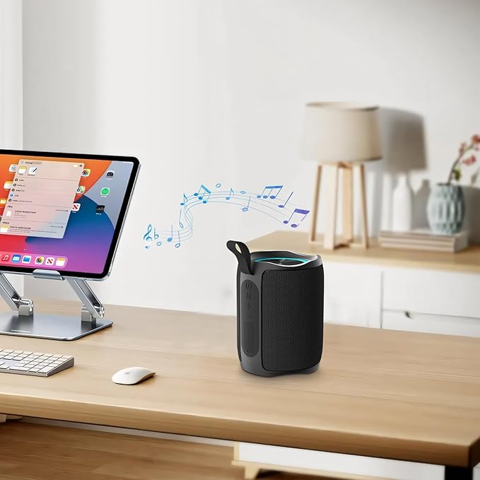 Speaker, Portable Wireless Speaker Waterproof IPX5 Bluetooth 5.3 Speakers Loud Stereo Sound with LED Light TWS Speakers Suitable for Travel, Home and Outdoor Travel, Black(06A)