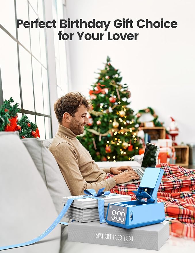 Birthday Gifts for Men Women, Cell Phone Stand Bluetooth Speaker with Anti-Slip Base, Hd Surround Sound, Cool Multi Functional Gadget, Unique Gift for Him, Her, Husband, Wife, Dad, Mom