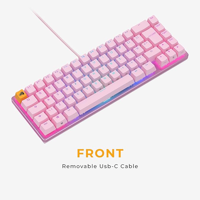 Glorious Gaming GMMK 2- Pink Gaming Keyboard - TKL Mechanical - Custom 65% - Compact Low-Profile - Hotswap w/Cherry Mx Style - Double Shot Keycaps & Linear Switches - PC Gaming Setup Accessories