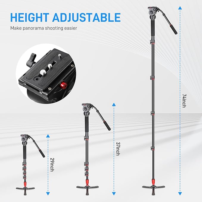 GVM Tripod for Camera 74.8" Tall Camera Tripod Monopod, Professional Heavy Duty Compact Camera Stand for Phone Adjustable Multi-Angle Shot for Video Recording DSLR, Spotting Scope Telescope Binocular