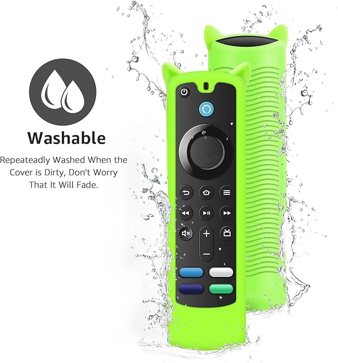 2 Pack Silicone Remote Cover Case Glow in The Dark, Anti-Slip Silicone Protective Case with Lanyard(Glow Green & Glow Yellow)