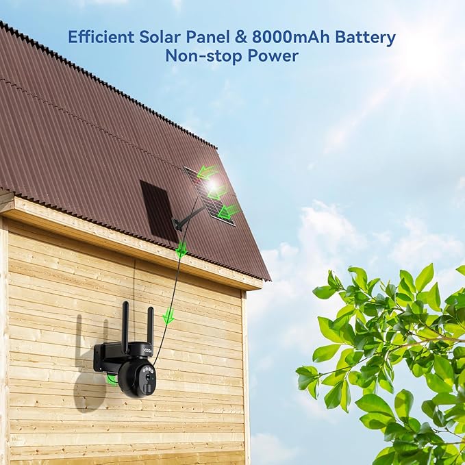 Xega 4G LTE Security Camera No WiFi with SIM Card 2K Super HD Solar Powered Wireless Outdoor 4G Security Camera PIR Motion Sensor Night Vision 2 Way Talk 【Built in SIM Card】