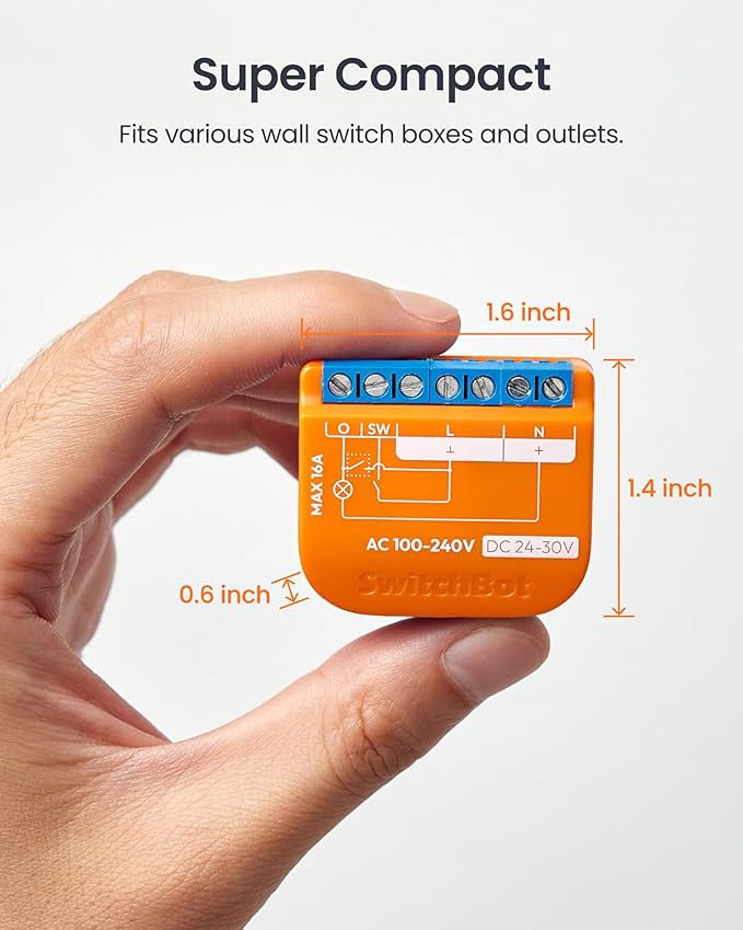SwitchBot Smart Relay Switch 1PM, Power Metering Smart Relay Module with Built-in Bluetooth Repeater, Wi-Fi&Bluetooth Switch Works with Alexa/Apple Home/Google Home/Matter Hub Required, 2.4GHz