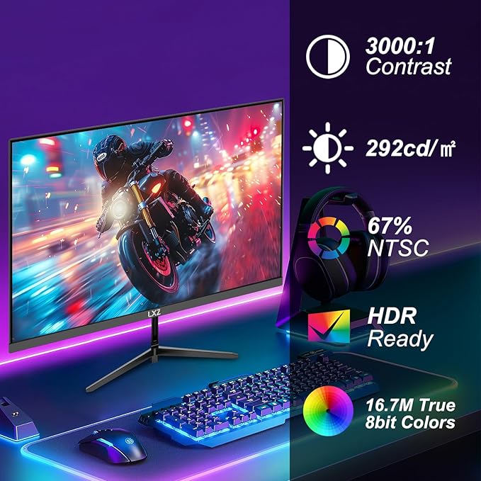 LXZ 27 Inch 4K Monitor with Built-in Speaker, 60Hz UHD Gaming Monitor, Adaptive-Sync, VA Panel, 2X HDMI 2.0, 2X DP 1.4, VESA Mountable