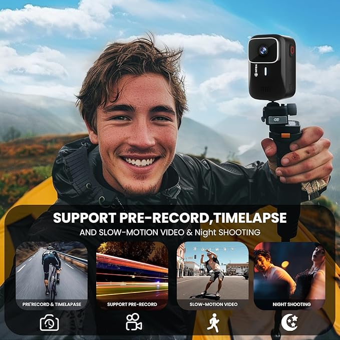 asika 4K Ultra HD Action Camera with Touch Screen-Waterproof Sports Camera,6-Axis Gyro Stabilization,145° Wide-Angle,Loop Recording for Vlogging,Cycling,Motorcycle(Supports Time-Lapse/Pre-Record)
