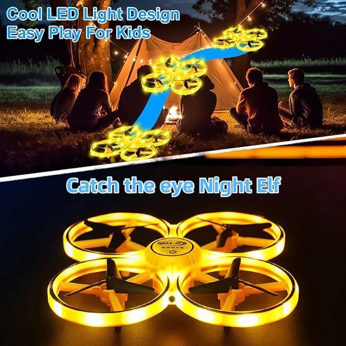 2025 Upgraded Hand Controlled Drone for kids,Somatosensory aircraft with Smart Watch Controlled, Gesture sensing aircraft Cool LED Remote Control Drone 360° Flips,quadcopter,Toys Gifts for Boys and Girls