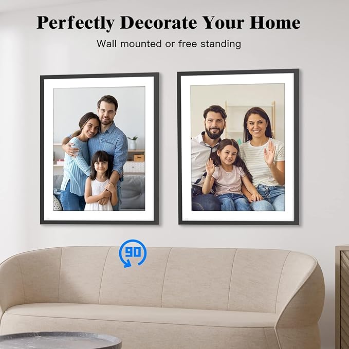 Large Digital Picture Frame 17" WiFi Picture Frame - 1280x 960 IPS Touch Screen, 32GB Dual-WiFi, Motion Sensor, Auto Rotate, Wall Mounted, Free Cloud, Share Photo Video via App or Email, Gift for Mom