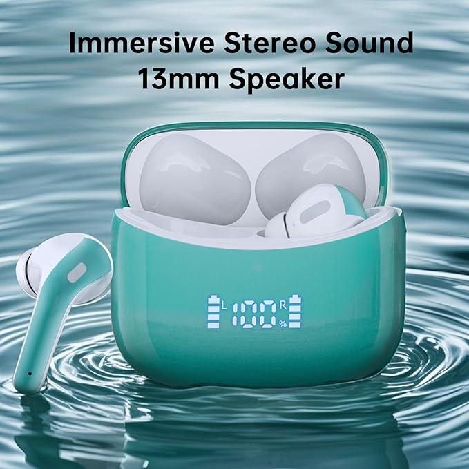 Wireless Earbuds Bluetooth 5.4, 60H Playtime Bluetooth Headphones with Mic, LED Display, IPX7 Waterproof in-Ear Earphones for Sports, Running, Workouts