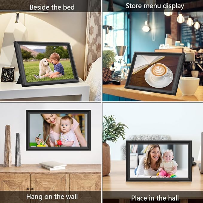 15.6inch FRAMEO Digital Photo Frame with 1920x1080 FHD IPS LCD Touch Screen, Dual-WiFi Share Photos & Videos Via Frameo, Support USB Drive/SD Card Extend Storage, Auto-Rotate, Wall Mountable With VESA