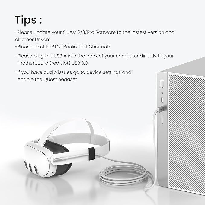 KIWI design 16FT Link Cable Compatible with Oculus/Meta Quest 3S Accessories, and Quest 3/2/Pro/Pico 4, USB 3.0 to USB C Link Cable with 5Gbps Super Speed