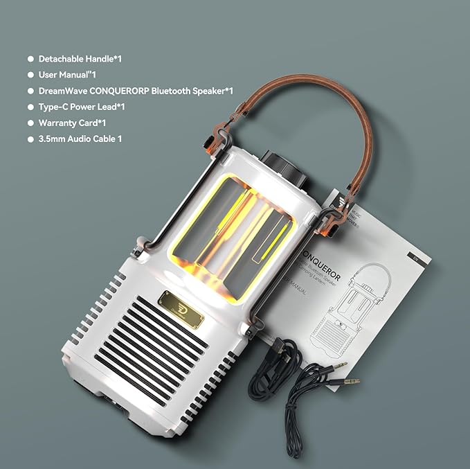 Dreamwave Outdoor Bluetooth Speakers, Portable Waterproof Speaker with LED Lights, IPX5 Waterproof, TWS Paring, Wireless Speaker Gifts for Men Women Party Camping Outdoor Beach Pool (White)