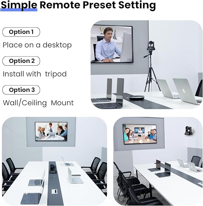 Wireless Conference Room Webcam, Church Live Streaming 20X USB 1080P 60fps PTZ Camera for Worship Services Online Conference, Works with Zoom, Skype OBS Easy to Set Up