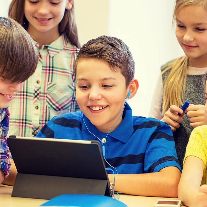 Kids Earbuds with Microphone 30 Pack, Bulk Earphones Headphones with Microphone SP-BS30MIC Stereo Disposable Wired Earbuds for Kids Students Classroom Schools