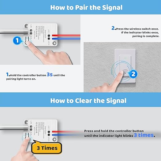 Wireless Light Switch and Receiver Kit (2V1), Self-Powered (No Battery Required), No WiFi Needed, Remote Control Lighting Switch for Indoor and Outdoor Light Fixtures