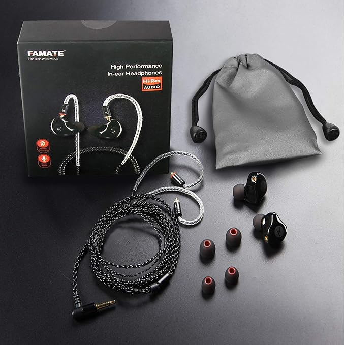 in-Ear Monitors in Ear Headphone Earbuds Wired Earphone Dual Drivers Headphone with MMCX Detachable Cables,Noise-Isolating Comfort Earbud for Musicians Sweatproof Sports Headphone Earphones (Black)