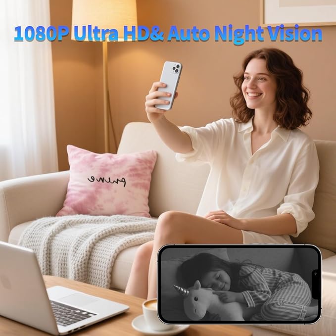 Mini Indoor Wireless WiFi Camera Small Home Security Cameras Tiny Body Small Outdoor Camara Nanny Cam Pet Dog House Security Camaras micro Door Room Cam Clear Night Vision and Motion Detection Monitor