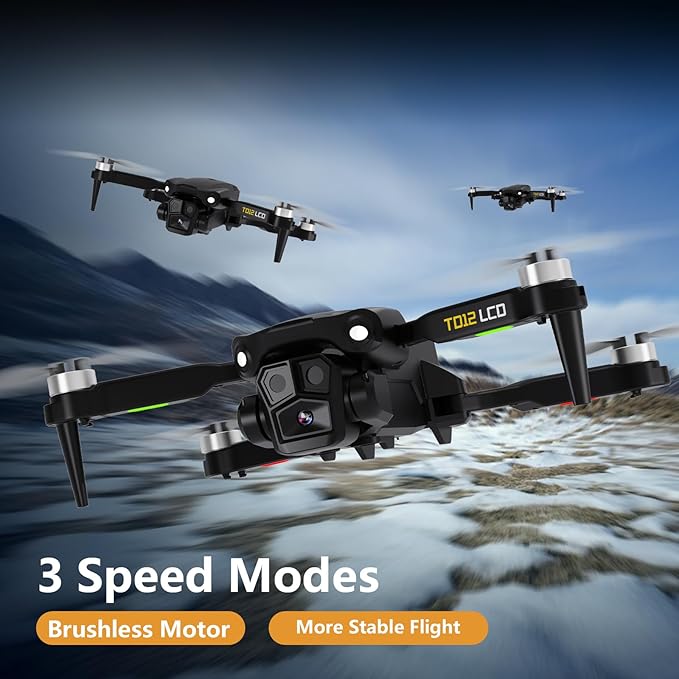 TD12LCD Drone with LCD Screen Remote Control Brushless Motor WiFi Real-time Transmission Drones for Adults Drone with Camera Foldable Quadcopter for Beginners