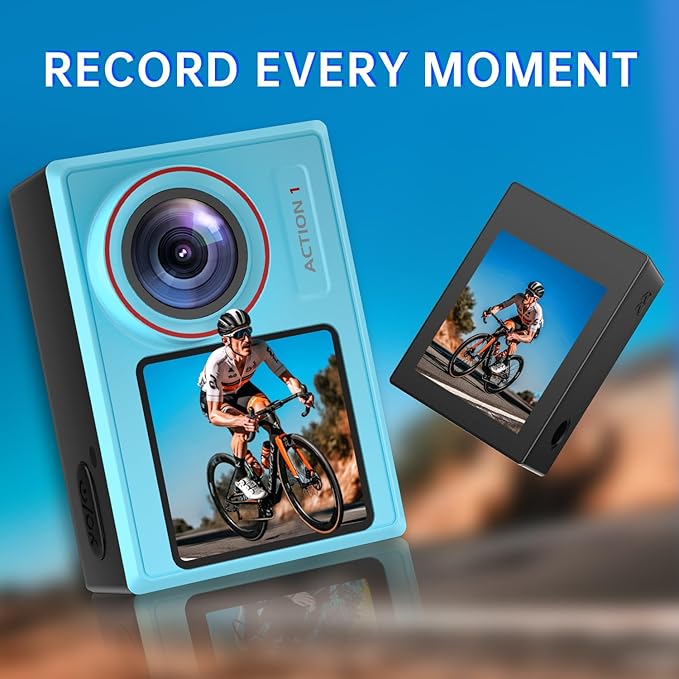 4K60FPS 30MP Action Camera with Front LCD and Touch Rear Screens, Underwater Camera with 64GB Memory Card, 132FT Waterproof Camera, EIS, 5X Zoom, WiFi Remote Control(Blue)