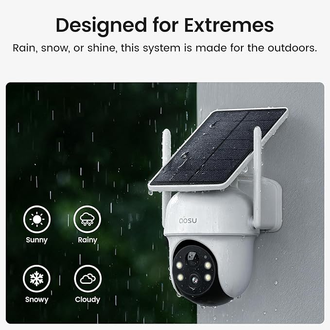 AOSU Security Cameras Wireless Outdoor, 6-Cam Kit, No Subscription, Homebase Expandable to 1TB (32GB Built-in), 5MP Solar Camera Wireless Outdoor, 360° Pan & Tilt, Human Auto Tracking, Easy Setup