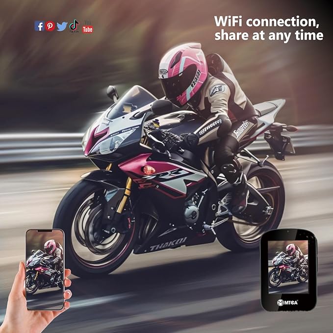 Helmet Action Camera – 4K Ultra HD 16MP Waterproof Sports Cam, 145° Wide-Angle, Includes Helmet Mount & Accessories for Motorcycle, Bike & Outdoor Adventures(can Connect Phone via WiFi)