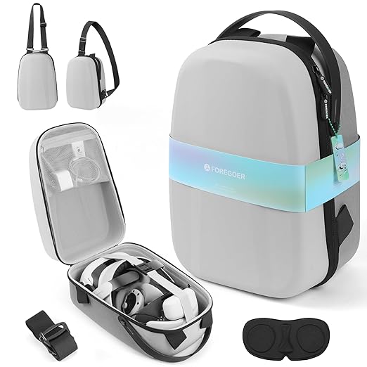 FOREGOER Carrying Case for Meta Quest 3/Oculus Quest 2, Hard Travel Storage Case Compatible with Meta Oculus Quest 2 Headset, Quest Pro and Accessories (Grey)
