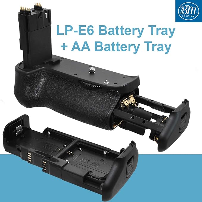 Battery Grip Kit for Canon EOS 70D, EOS 80D, EOS 90D Digital SLR Camera Includes Vertical Battery Grip BG-E14 Replacement + Qty 4 BM Premium LP-E6 Batteries + Rapid AC/DC Charger