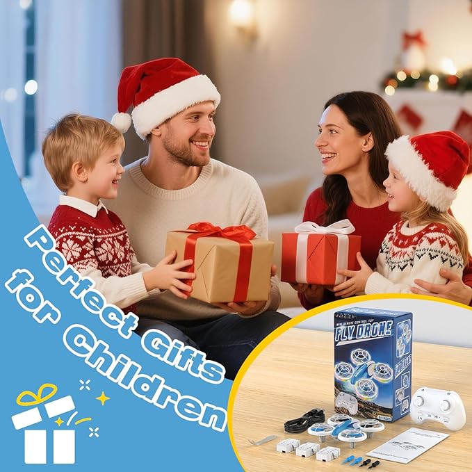 BlueFire Mini Drone for Kids Ages 6-12, RC Drone with Fancy LED Light Show, 360° Flips, Altitude Hold, One-Key Take Off/Landing, 3 Speed Modes, Propeller Protection, Indoor Outdoor Toy Gift for Boys & Girls