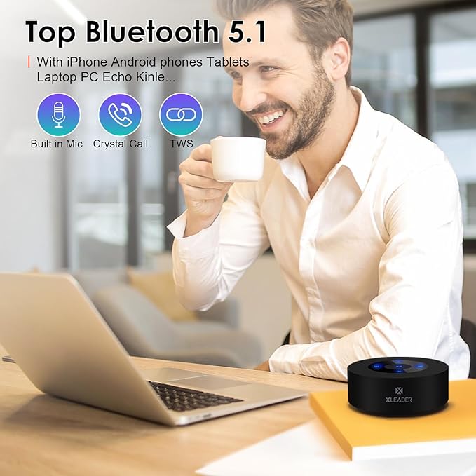 XLEADER Small Bluetooth Speaker (Travel Case Provided) Portable Wireless, HD Sound&Rich Bass, Touch Design, 12H Playtime, Support Aux Input, Micro SD, Mic, for Laptop PC Office Bathroom, Car, Gifts