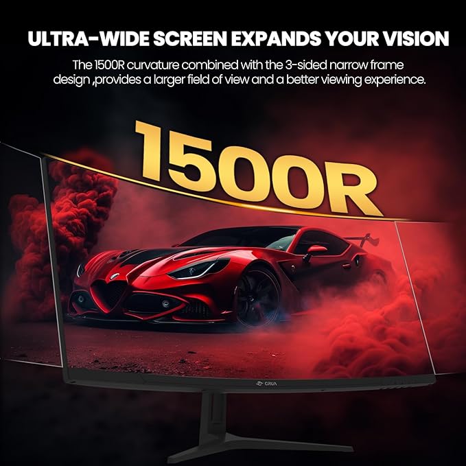 CRUA 34Inch Ultrawide Gaming Monitor, WQHD(3440 * 1440P) 144Hz/165Hz Curved Monitor,120% sRGB, Computer Monitor That Supports AMD Freesync, Wall Mountable Installs(HDMI, DP)-Black