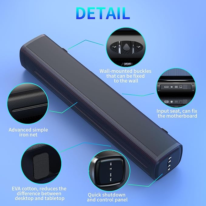 Sound Bar for Smart TV, Sound Bar, Bluetooth Soundbar for TV, 50W Surround Sound Speakers, with Optical/AUX/USB, for Surround Sound System for TV/PC/Gaming/Projectors