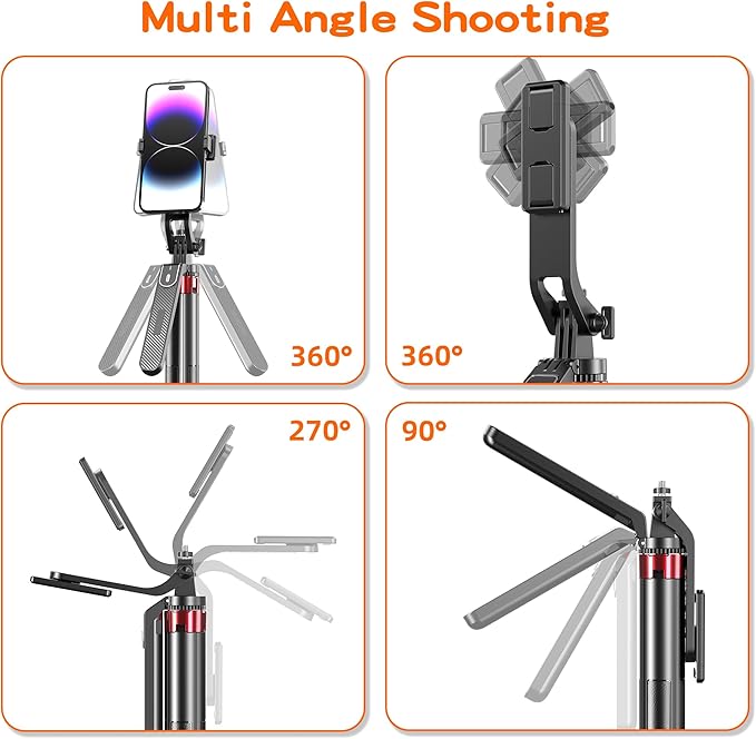 Monopod and Tripod Selfie Stick to Record Golf Swing - Etendable Cell Phone Tripod Stand with Wireless Remote and Phone Holder, Golf Training Aid - Compatible with All iPhone Android Phone