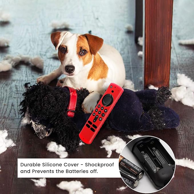 Red Silicone Remote Cover Case Replacement for Smart Voice Remote 3rd Gen. 4K Max, Washable Skin with Lanyard for HD Streaming Devices