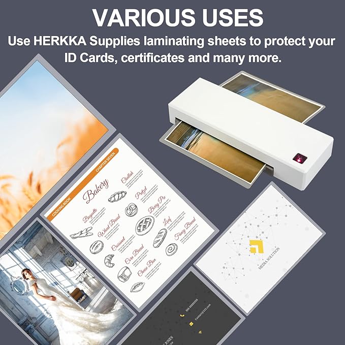 HERKKA 500 Pack Laminating Sheets, Holds 8.5 x 11 Inch Sheets, 3 Mil Clear Thermal Laminating Pouches 9 x 11.5 Inch Lamination Sheet Paper for Laminator, Round Corner Letter Size