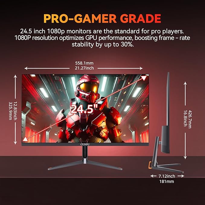 24 Inch 240Hz Gaming Monitor, 1080p FHD, Fast VA Panel, 1ms Adaptive Sync, Ultra Slim Frame, 16.7M Colors, sRGB 100%, HDMI 2.1 & DP 1.4, VESA, Eye Care, for PS5, Xbox, Gaming Computer Monitor