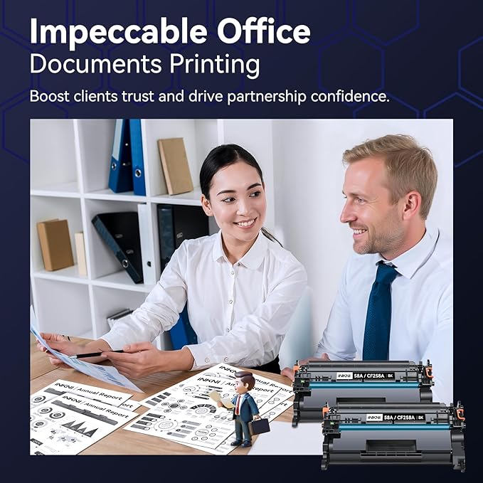 InkNI CF258A 58A Toner Cartridge Black (with Chip) Compatible Replacement for HP 58A 58X CF258A CF258X for Laserjet MFP M428fdw M428fdn M428dw M404 M428 Pro M404n M404dn M404dw Printer(2 Pack)